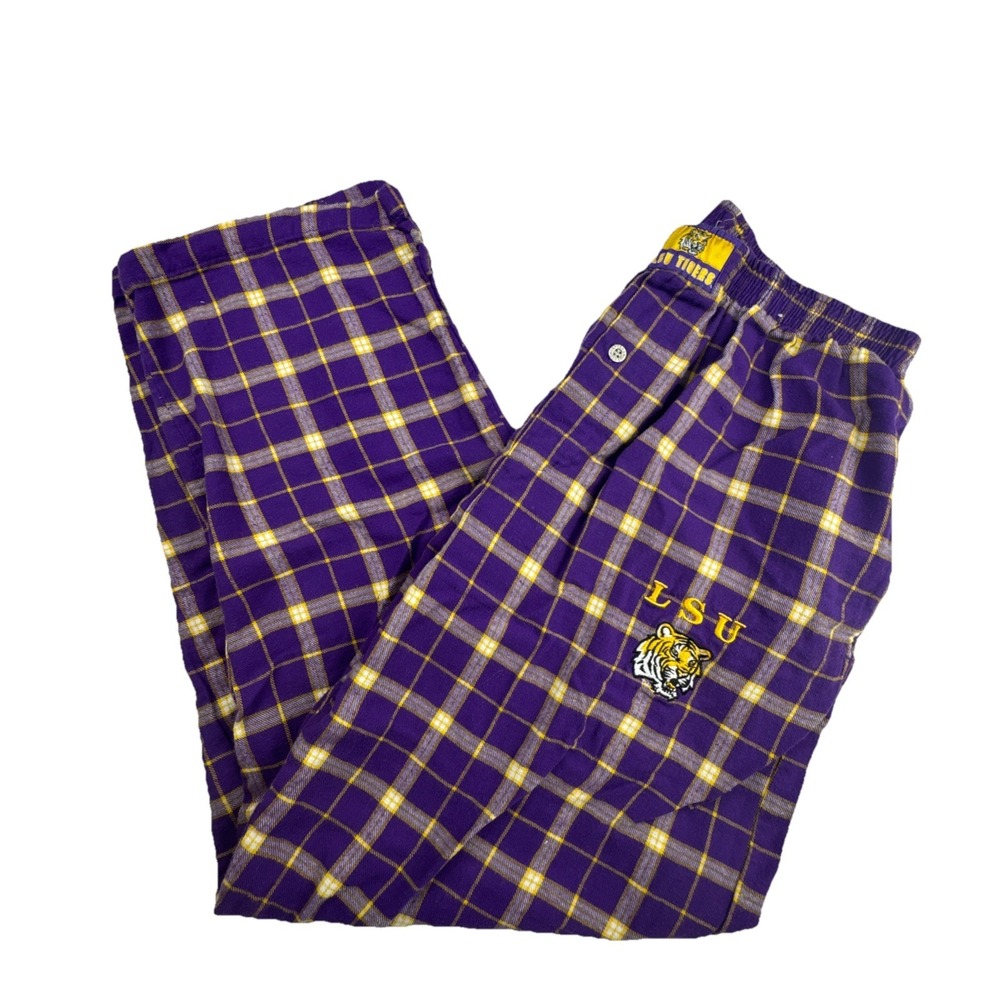 Concepts Sport Mens LSU Tigers Pajama Pants Large Cotton‎ Plaid Purple Gold NCAA